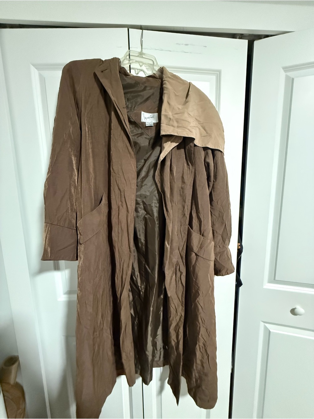 Jacqueline Ferrar Two-Tone Brown Long Trench Coat